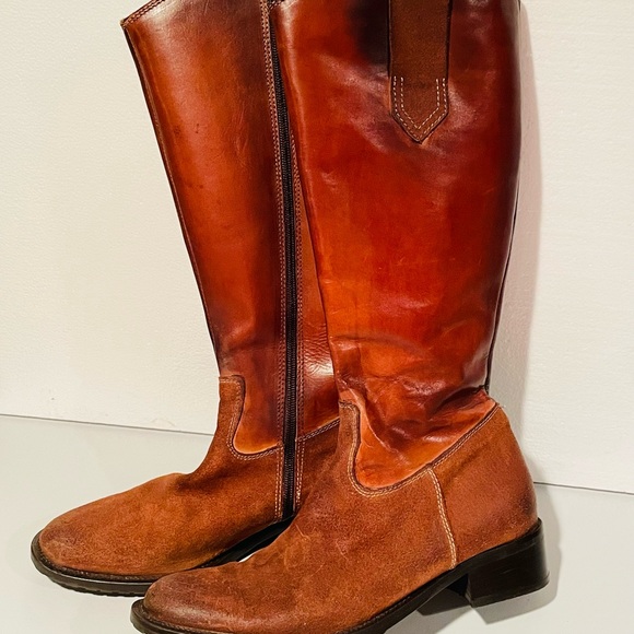 DGM Shoes - DGM Vera Pelle Leather Cognac Tall Zip Boots❤️